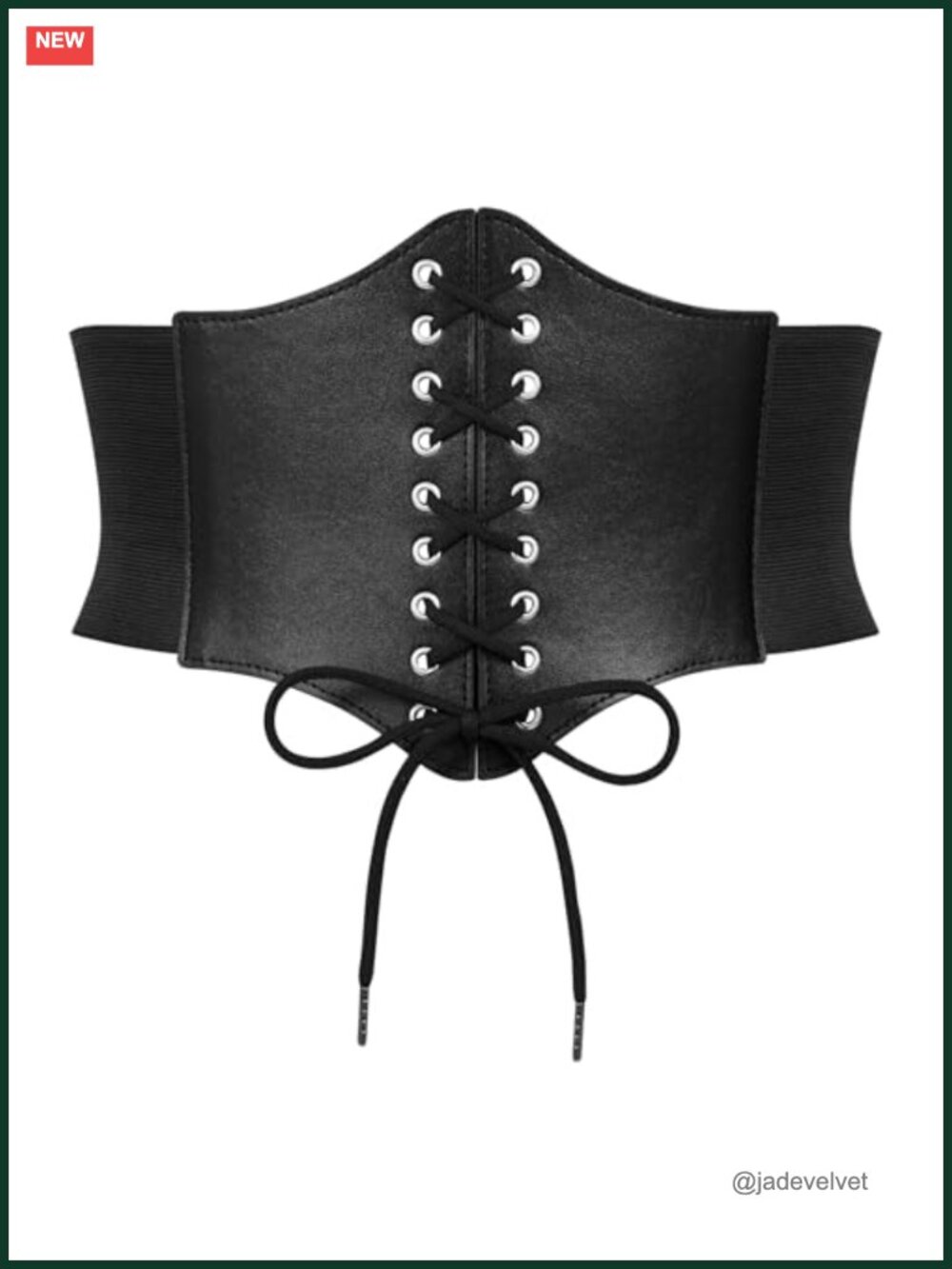 Women Faux Leather Elastic Wide Corset Waist Belt Lace-up Tied Waspie